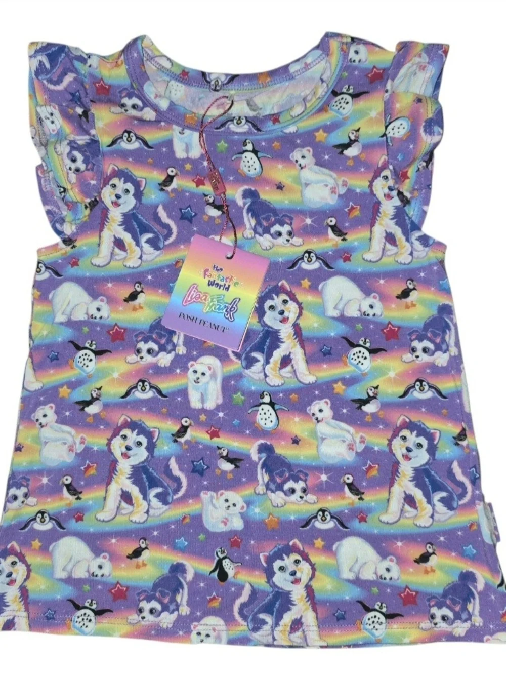 Posh Peanut X Lisa Frank Tikanni Ruffled Tee 3T/4T NWT